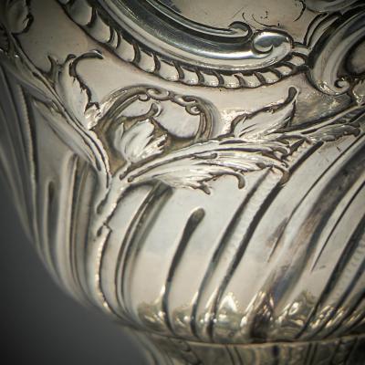 Francis Butty A Rare Silver Mounted George II Shagreen Tea Caddy with Silver Rocco Canistors