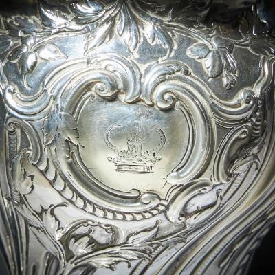 Francis Butty A Rare Silver Mounted George II Shagreen Tea Caddy with Silver Rocco Canistors