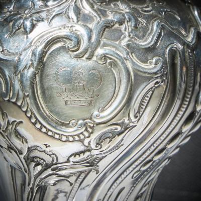 Francis Butty A Rare Silver Mounted George II Shagreen Tea Caddy with Silver Rocco Canistors