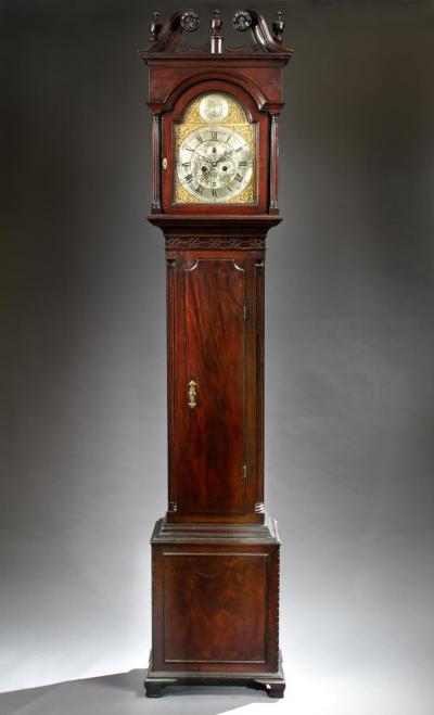 Francis Gottier FRANCIS GOTTIER CHIPPENDALE TALL CASE CLOCK WITH WORKS BY THOMAS WAGSTAFFE