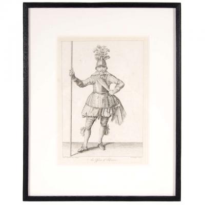 Francis Grose Antique Copper Engraving of an Officer of Pikeman by Francis Grose 19th Century