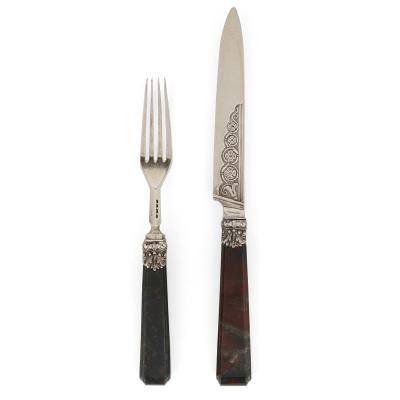 Francis Higgins II Important English silver flatware service by Francis Higgins II