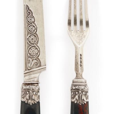 Francis Higgins II Important English silver flatware service by Francis Higgins II