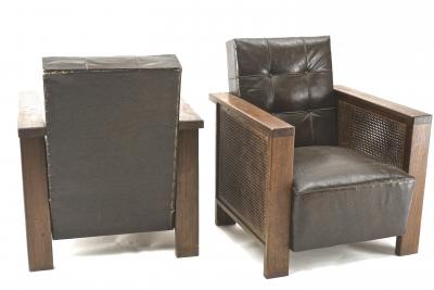 Francis Jourdain Francis Jourdain rarest modernist pair of cane club chairs
