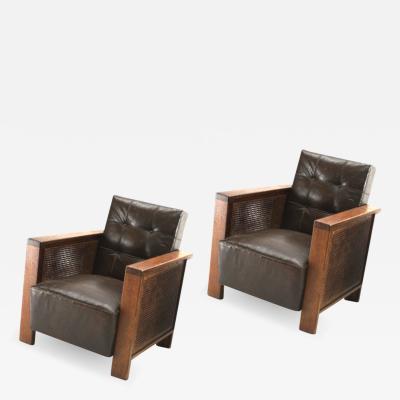 Francis Jourdain Francis Jourdain rarest modernist pair of cane club chairs