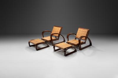 Francis Jourdain Pair of Chairs with Footstools by Francis Jourdain Attr France ca 1928
