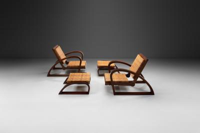 Francis Jourdain Pair of Chairs with Footstools by Francis Jourdain Attr France ca 1928