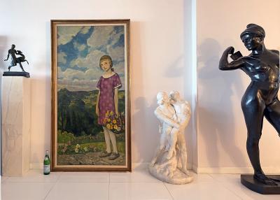 Francis Luis Mora Blond Girl with Basket of Flowers