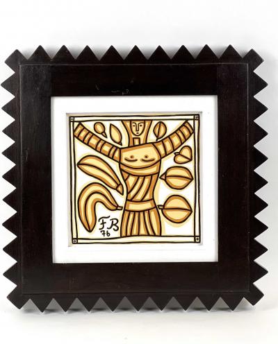 Francisco Brennand Francisco Brennand Untitled 1976 Brazil Unique Hand Painted Ceramic Tile