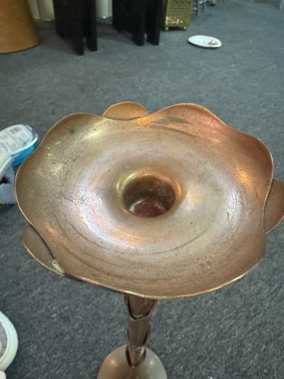 Francisco Rebajes TRIO OF HAND SCULPTED COPPER CANDLESTICKS ATTRIBUTED TO FRANCISCO REBAJES