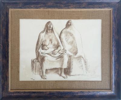 Francisco Zuniga 1967 Francisco Z iga Pastel Drawing Mother Child Provenance Sothebys NY