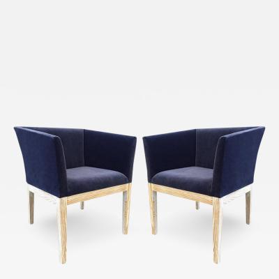 Francisque Chaleyssin Pair of French Cerused Oak Club Chairs Style Francisque Chaleyssin