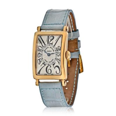 Franck Muller 18K YELLOW GOLD LONG ISLAND MASTER OF COMPLICATIONS LIGHT BLUE LEATHER STRAP