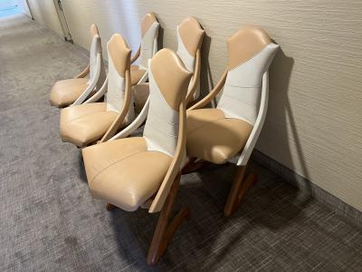 Franck Poyeton MODERNIST ORGANIC WOOD SUITE OF EIGHT DINING CHAIRS BY FRANCK POYETON
