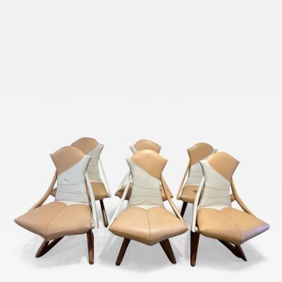 Franck Poyeton MODERNIST ORGANIC WOOD SUITE OF EIGHT DINING CHAIRS BY FRANCK POYETON