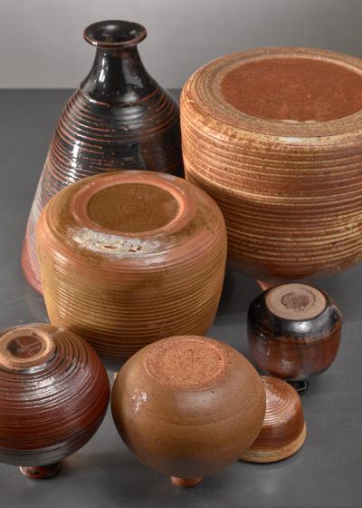 Franco Agnese Set of seven Franco Agnese ceramic vases