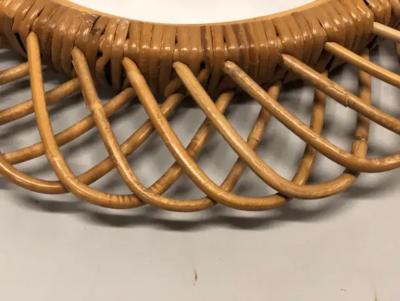 Franco Albini 2 Italian Mid Century Modern Rattan and Bamboo Wall Mirrors Franco Albini