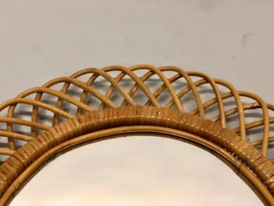 Franco Albini 2 Italian Mid Century Modern Rattan and Bamboo Wall Mirrors Franco Albini