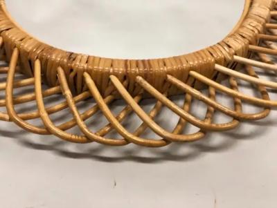 Franco Albini 2 Italian Mid Century Modern Rattan and Bamboo Wall Mirrors Franco Albini