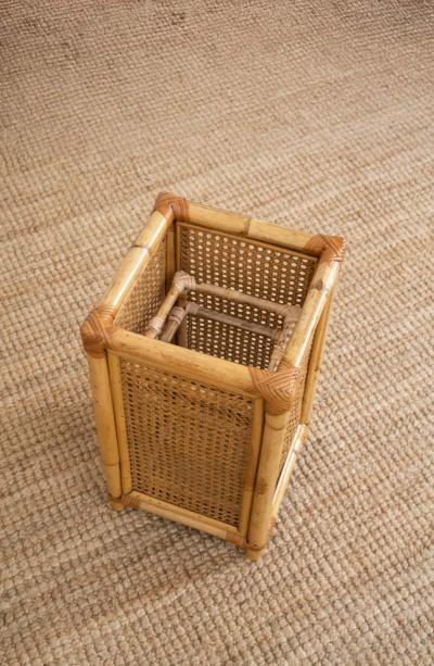 Franco Albini Bamboo and Rattan Umbrella Stand by Franco Albini 1960s