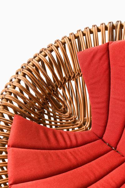 Franco Albini Easy Chair in Cane Fabric and Rattan by Franco Albini 1950s