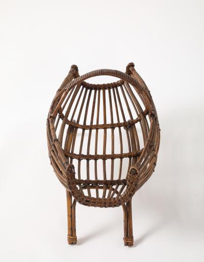 Franco Albini Franco Albini Bamboo Basket with Handle Italy circa 1950s