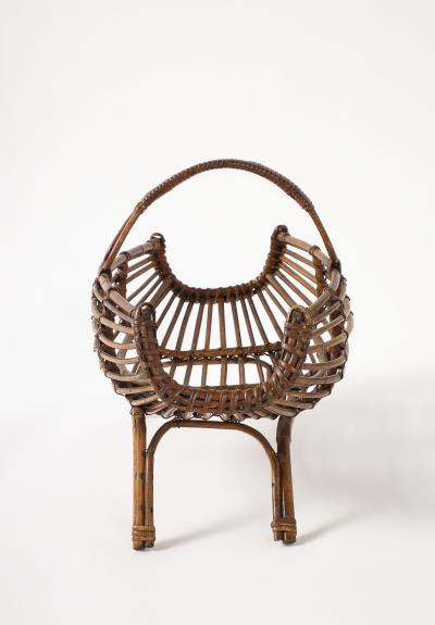Franco Albini Franco Albini Bamboo Basket with Handle Italy circa 1950s