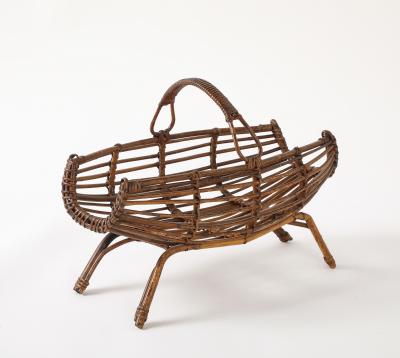 Franco Albini Franco Albini Bamboo Basket with Handle Italy circa 1950s