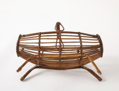 Franco Albini Franco Albini Bamboo Basket with Handle Italy circa 1950s