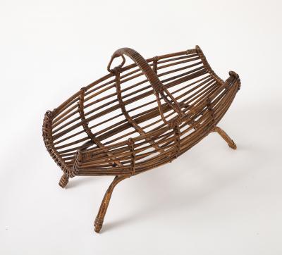 Franco Albini Franco Albini Bamboo Basket with Handle Italy circa 1950s