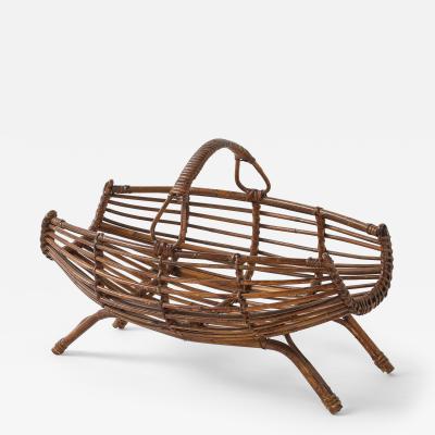 Franco Albini Franco Albini Bamboo Basket with Handle Italy circa 1950s