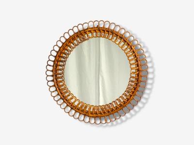 Franco Albini Franco Albini attr Italian Modern Bamboo Cane Wall Mirror Italy 1950s