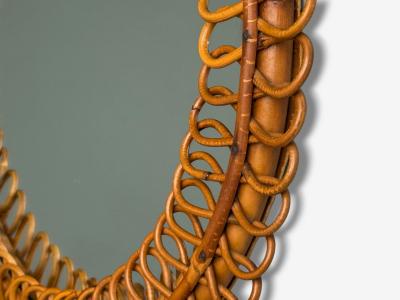 Franco Albini Franco Albini attr Italian Modern Bamboo Cane Wall Mirror Italy 1950s