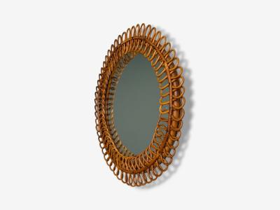 Franco Albini Franco Albini attr Italian Modern Bamboo Cane Wall Mirror Italy 1950s