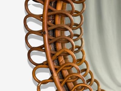 Franco Albini Franco Albini attr Italian Modern Bamboo Cane Wall Mirror Italy 1950s