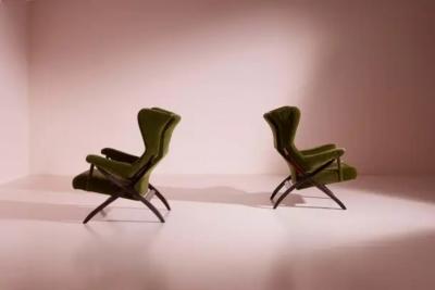 Franco Albini Franco Albini pair of 1st edition Fiorenza armchairs by Arflex Italy 1952