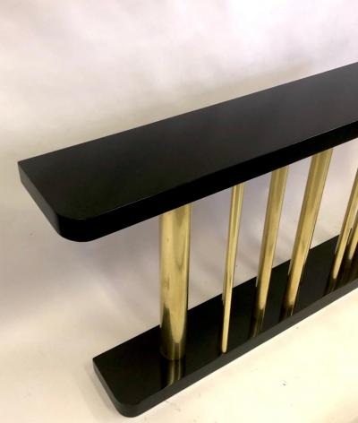 Franco Albini Italian Midcentury Modern Wood Brass Console Sofa Table Franco Albini