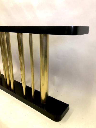 Franco Albini Italian Midcentury Modern Wood Brass Console Sofa Table Franco Albini