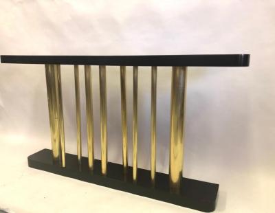 Franco Albini Italian Midcentury Modern Wood Brass Console Sofa Table Franco Albini