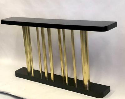 Franco Albini Italian Midcentury Modern Wood Brass Console Sofa Table Franco Albini