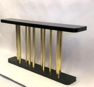 Franco Albini Italian Midcentury Modern Wood Brass Console Sofa Table Franco Albini