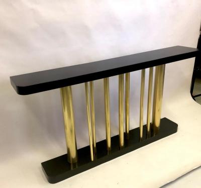 Franco Albini Italian Midcentury Modern Wood Brass Console Sofa Table Franco Albini