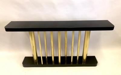 Franco Albini Italian Midcentury Modern Wood Brass Console Sofa Table Franco Albini
