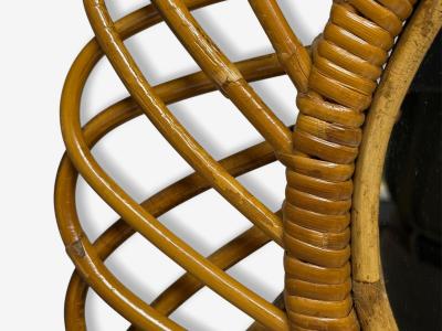 Franco Albini Italian Modern Rattan Bamboo Wall Mirror Italy 1960s