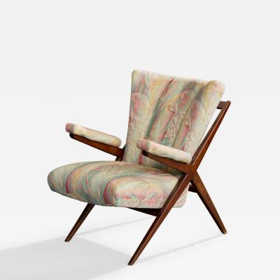 Franco Albini Lounge Chair with Wood and Fabric Italy 1950s