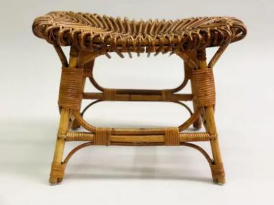Franco Albini Pair of Italian Mid Century Modern Rattan Stools Benches attr Franco Albini