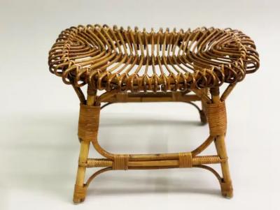Franco Albini Pair of Italian Mid Century Modern Rattan Stools Benches attr Franco Albini