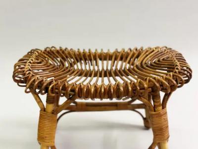 Franco Albini Pair of Italian Mid Century Modern Rattan Stools Benches attr Franco Albini