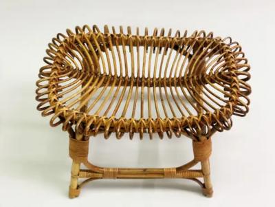 Franco Albini Pair of Italian Mid Century Modern Rattan Stools Benches attr Franco Albini