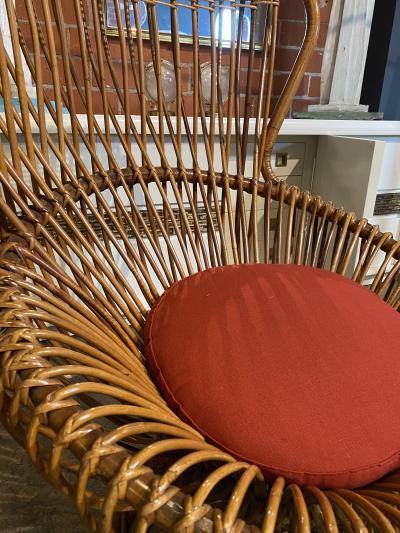 Franco Albini Pair of Two Mid Century Italian Margherita Rattan Armchairs By Franco Albini